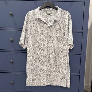 PGA Tour White and Black Patterned Polo Shirt